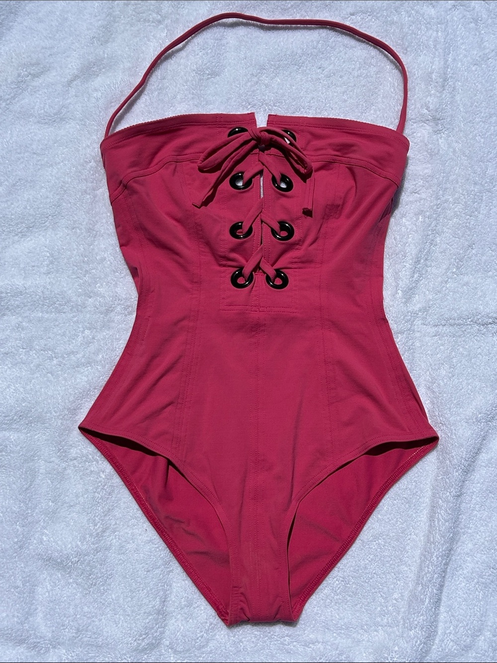 Eres Nikko Mila Lace-Up Bandeau Bathing Suit PINK Great Condition